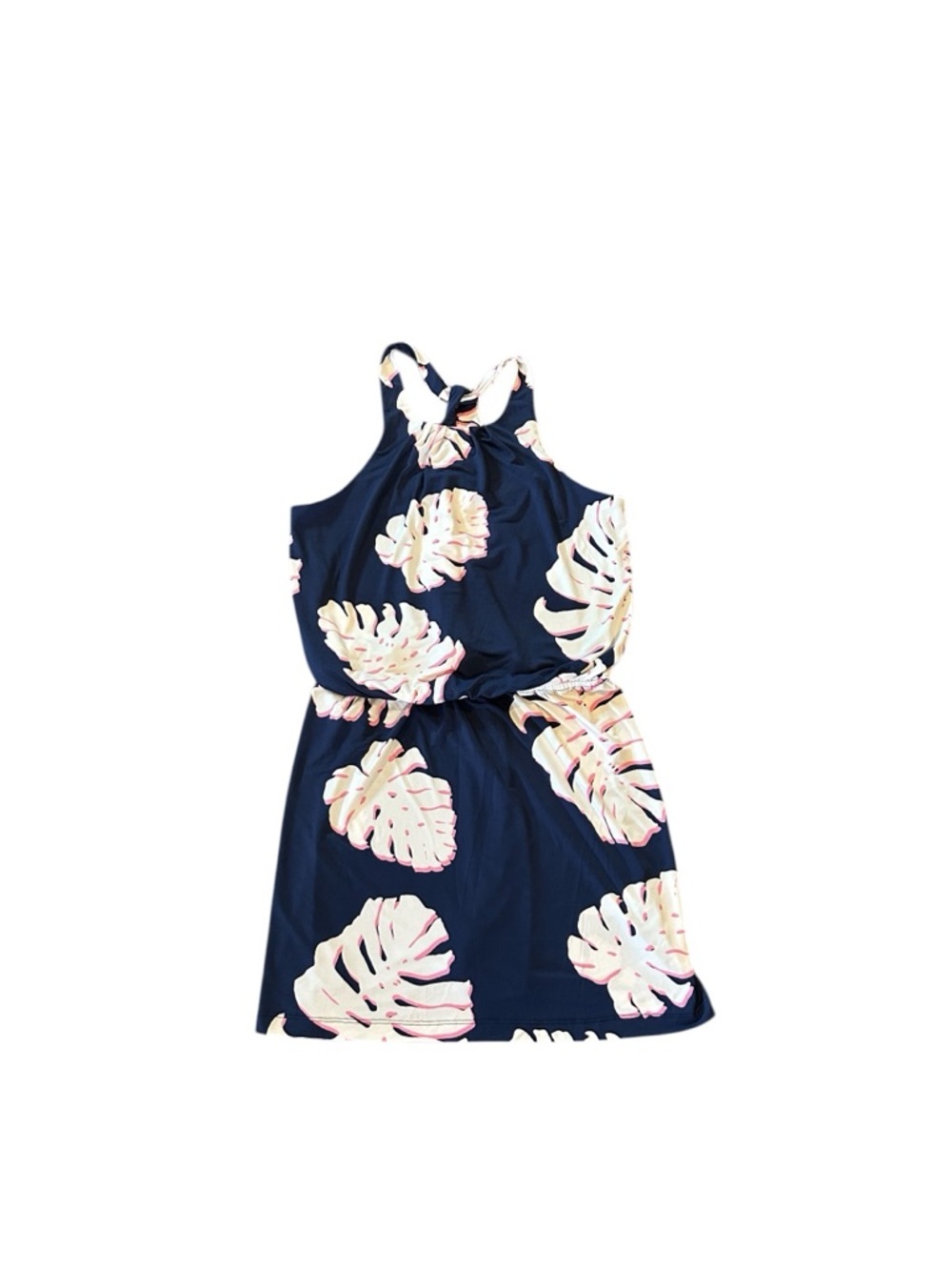 Tori Richard resort Navy Tropical Halter Beach Dress - Picture 3 of 6
